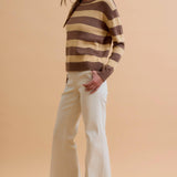 Be Cool - ANGORA BLEND RELAXED FIT WIDE STRIPED SWEATER