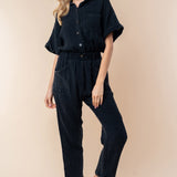 White Birch Texture Short Sleeve Jumpsuit (online only)