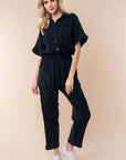 White Birch Texture Short Sleeve Jumpsuit (online only)