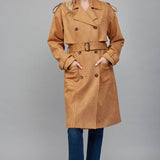 FATE - Faux Suede Double Breasted Trench Coat