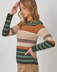 Mystree Color Block Striped Sweater Top