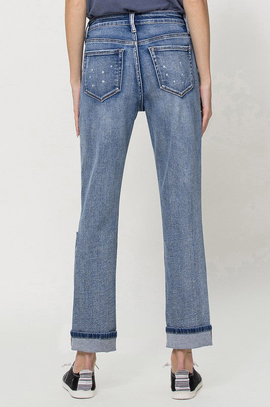 STRETCH BOYFRIEND JEANS W PAINT SPATTER DETAIL, Flying Monkey