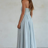 By Together - Striped Tube Strapless Flare Maxi Dress