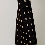 Sunday Edition by LE LIS - Satin Midi Skirt in Polka Dot