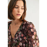 FUN2FUN - MIX FLOWER V NECK MIDI DRESS