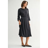 FUN2FUN - BUTTONDOWN DETAIL ELASTIC WAIST SHIRT DRESS