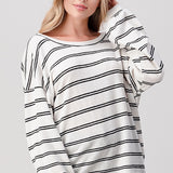 Twist Back Stripe Shirt, Black&White, Hashttag
