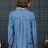 Blu Pepper - CHAMBRAY COLLARED 3/4 TAB SLEEVE BUTTON DOWN SHIRT