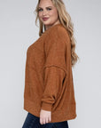 Brushed Melange Drop Shoulder Sweater, Various Colors, Zenana (Plus only)