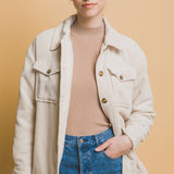 Love Tree Corduroy Button Up Jacket with Sherpa lining