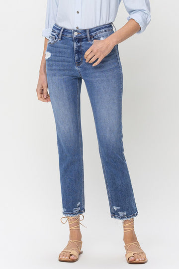 Lovervet High Rise Raw Hem Straight Jeans (online only)