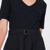 Current Air - Knit Top And Woven Skirt Combo Midi Dress