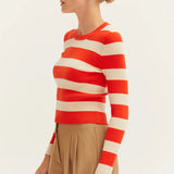 Lia Striped Knit Top, Crescent