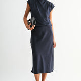 CRINKLED SATIN COWL NECK Blouse, Fun2Fun