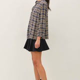 Be Cool - FLANNEL PLAID RUFFLE NECK BUTTON DOWN SHIRT