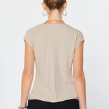 Current Air - Draped Cowl Neck Cap Sleeve Top