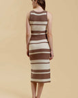 Moon River - STRIPE SLEEVELESS CROCHET KNIT MIDI DRESS