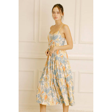 STORIA - MULTI COLOR FLORAL BABY DOLL MIDI DRESS