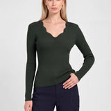 Current Air - Ribbed Knit Scallop-Neck Top