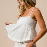 BiBi Fringed Hem Smocked Cami