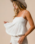 BiBi Fringed Hem Smocked Cami