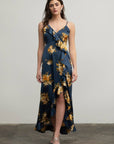 Moon River - FLORAL SLEEVELESS RUFFLE WRAP MAXI DRESS