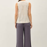 Be Cool - STRIPED GAUZE WOVEN TANK TOP