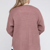 Waffle Open Cardigan Sweater, Various Colors, Zenana (Plus size only)