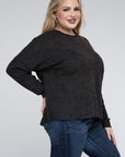 Ribbed Brushed Melange Sweater, Various Colors, Zenana