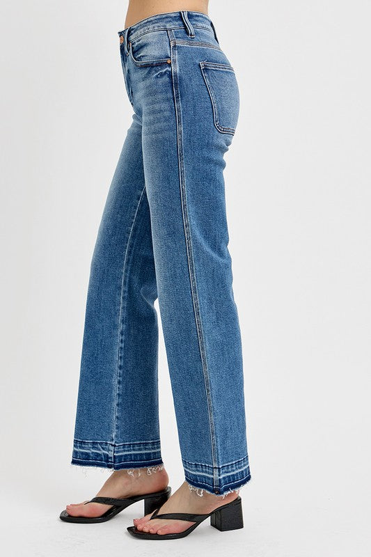 RISEN Raw Hem Ankle Bootcut Jeans (Plus Size only)