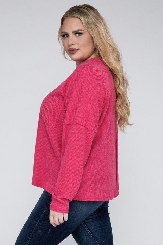 Ribbed Brushed Melange Sweater, Various Colors, Zenana