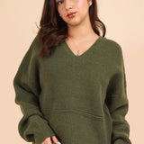 VERY J Seam Detail Drop Shoulder Hooded Sweater