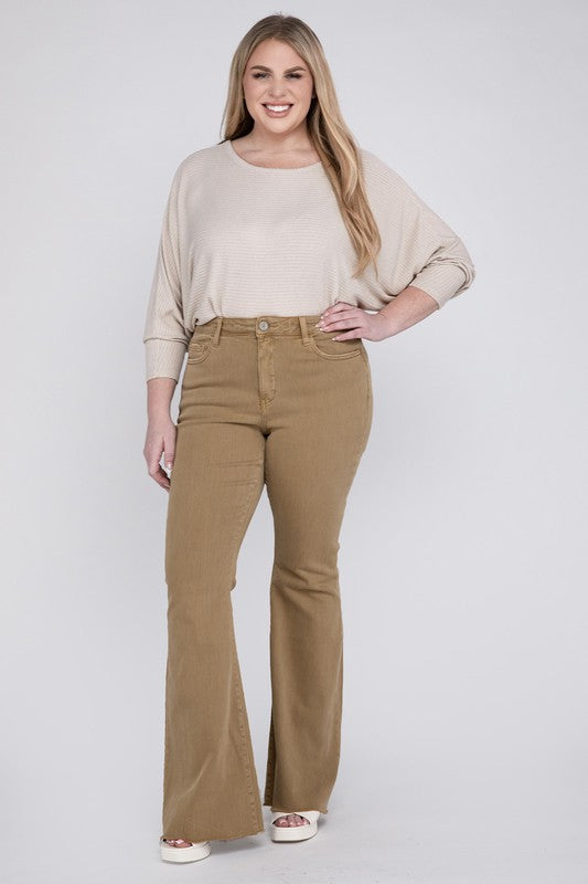 Plus Size High Rise Super Flare Jeans, Vervet by Flying Monkey