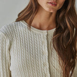 By Together Knit Cable Sweater Cotton Button Down Cardigan Top