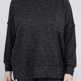 Brushed Melange Drop Shoulder Sweater, Various Colors, Zenana (Plus only)