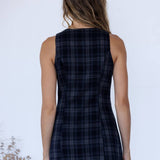 STORIA - PLAID BUTTON-FRONT MINI DRESS