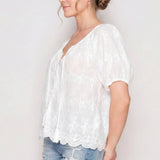 ADORA LA - SHORT SLEEVE TOP WITH SCALLOPED TRIM