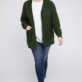 Waffle Open Cardigan Sweater, Various Colors, Zenana (Plus size only)