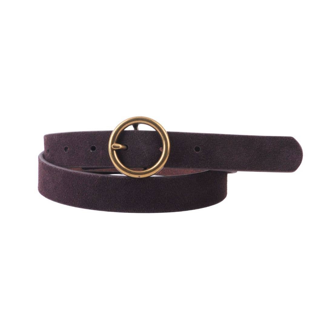 Most Wanted USA - Brass-Toned Circle Buckle Leather Belt