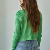 By Together Knit Cable Sweater Cotton Button Down Cardigan Top