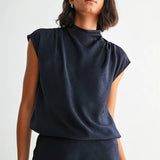 CRINKLED SATIN COWL NECK Blouse, Fun2Fun
