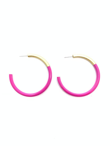 Accessory Jane - Lg Liz Hoops in Hot Pink