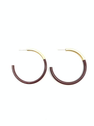 Accessory Jane - Lg Liz Hoops in Dark Maroon