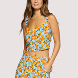 Lost + Wander - Citrus Soiree Top - Spring Lemon Print Front Button