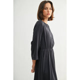 FUN2FUN - BUTTONDOWN DETAIL ELASTIC WAIST SHIRT DRESS