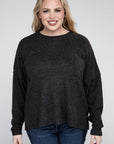 Ribbed Brushed Melange Sweater, Various Colors, Zenana