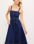 Mustard Seed - BUTTON DOWN FRONT CORSET DETAIL DENIM DRESS