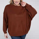 Oversized Raw Seam Melange Sweater, Zenana (Plus size only)