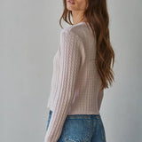 By Together Knit Cable Sweater Cotton Button Down Cardigan Top