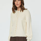 Current Air - Pointelle Button Up Long Sleeve Sweater Cardigan